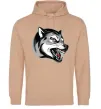 Женская толстовка (худи) Вовчий оскал Песочный фото
