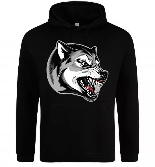 Чоловіча толстовка (худі) Вовчий оскал Чорний фото