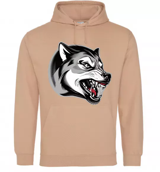 Чоловіча толстовка (худі) Вовчий оскал Пісочний фото