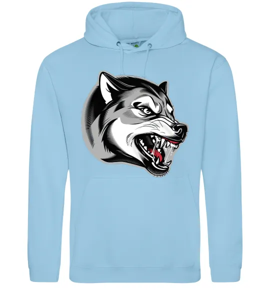 Мужская толстовка (худи) Вовчий оскал Голубой фото