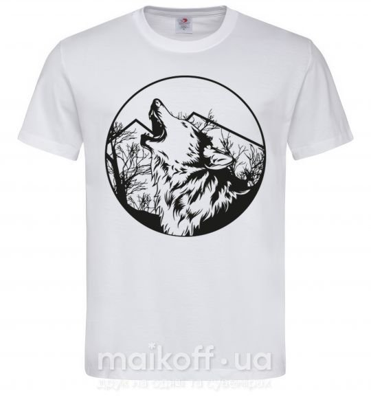 Чоловіча футболка Волк в кругу Білий фото