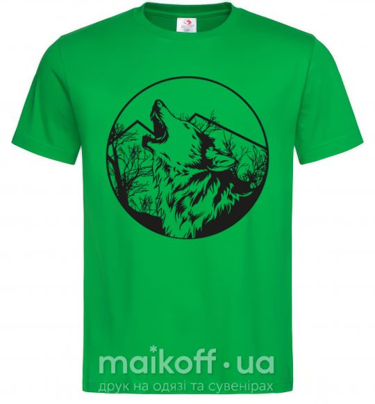 Чоловіча футболка Волк в кругу Зелений фото