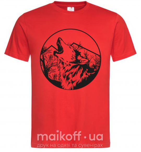 Чоловіча футболка Волк в кругу Червоний фото