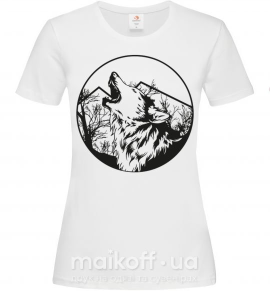 Жіноча футболка Волк в кругу Білий фото