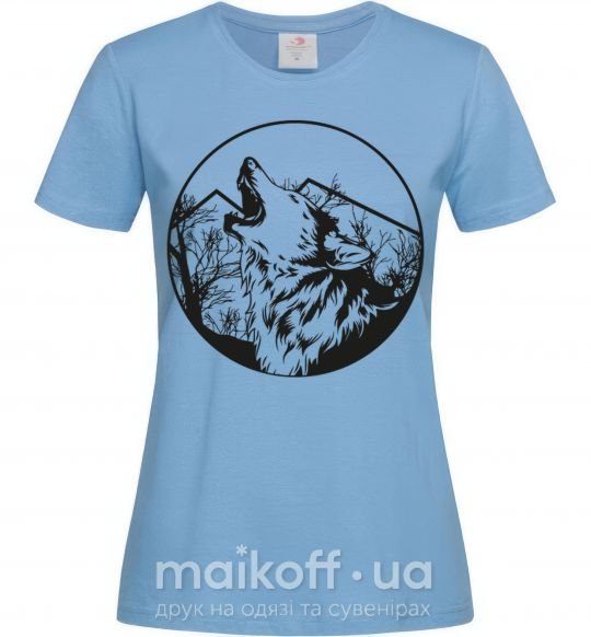 Жіноча футболка Волк в кругу Блакитний фото