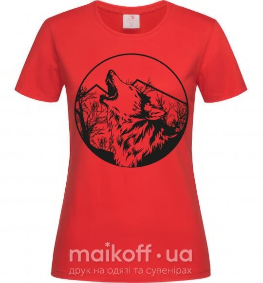 Жіноча футболка Волк в кругу Червоний фото