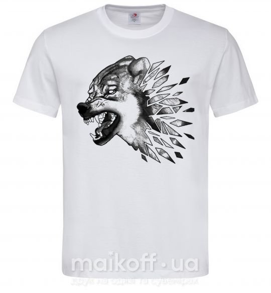 Чоловіча футболка Волк рисунок Білий фото