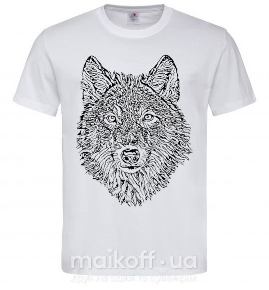 Чоловіча футболка Wolf face curves Білий фото
