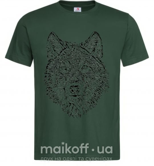 Чоловіча футболка Wolf face curves Темно-зелений фото