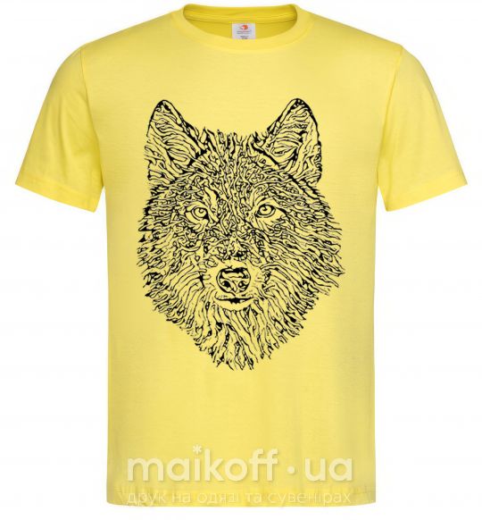 Чоловіча футболка Wolf face curves Лимонний фото