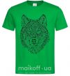 Мужская футболка Wolf face curves Зеленый фото