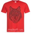 Мужская футболка Wolf face curves Красный фото
