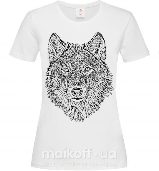 Жіноча футболка Wolf face curves Білий фото
