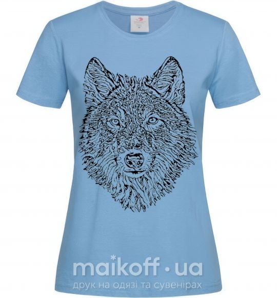 Жіноча футболка Wolf face curves Блакитний фото