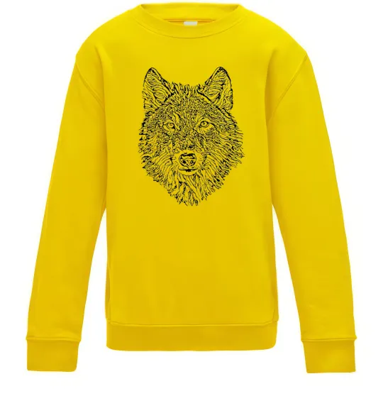 Дитячий світшот Wolf face curves Сонячно жовтий фото