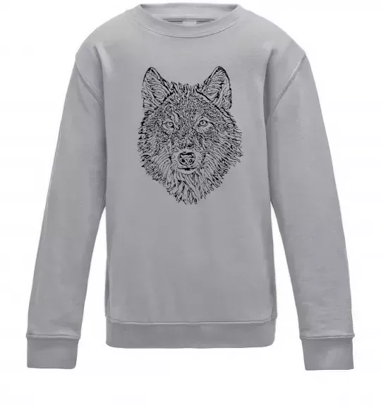 Дитячий світшот Wolf face curves Сірий меланж фото