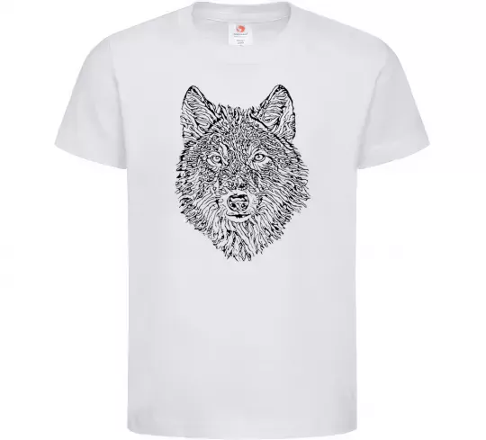 Детская футболка Wolf face curves Белый фото