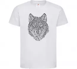 Дитяча футболка Wolf face curves Білий фото