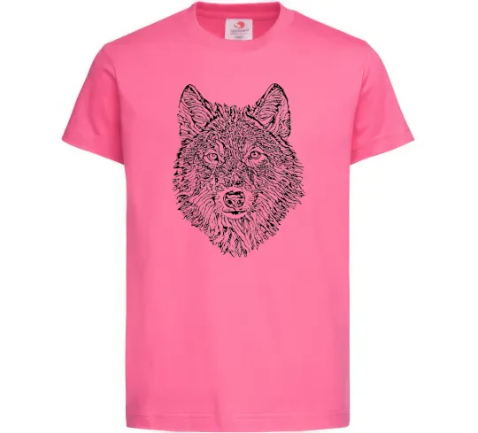 Детская футболка Wolf face curves Ярко-розовый фото