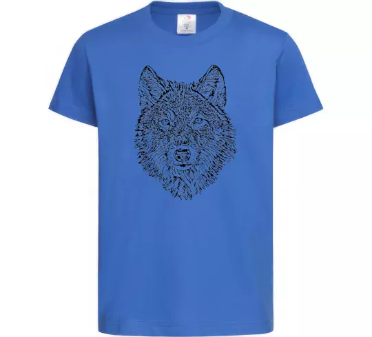 Детская футболка Wolf face curves Ярко-синий фото