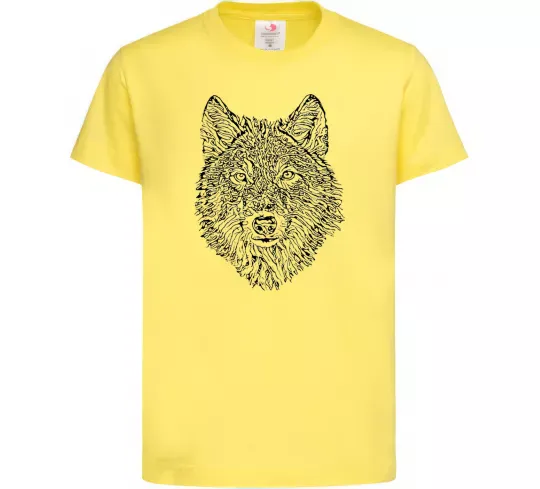 Детская футболка Wolf face curves Лимонный фото