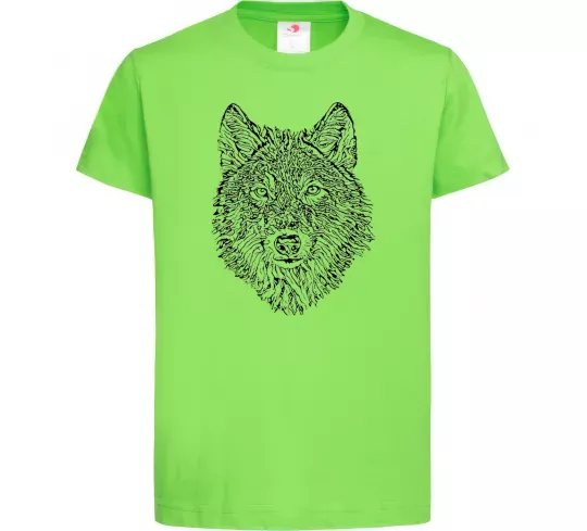 Детская футболка Wolf face curves Лаймовый фото