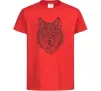 Детская футболка Wolf face curves Красный фото