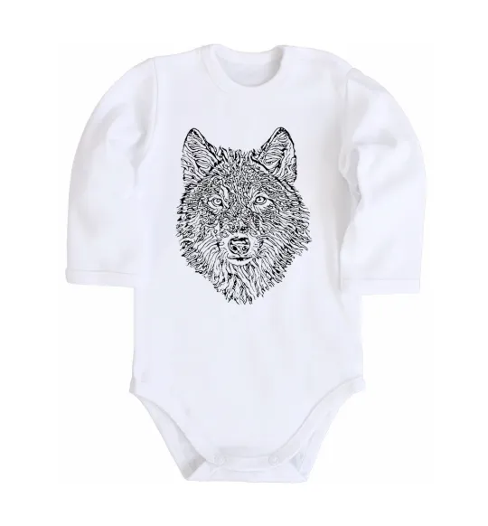 Дитячий бодік Wolf face curves Білий фото