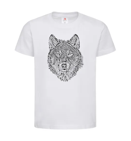 Детская футболка Wolf face curves Белый фото