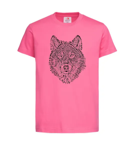 Детская футболка Wolf face curves Ярко-розовый фото