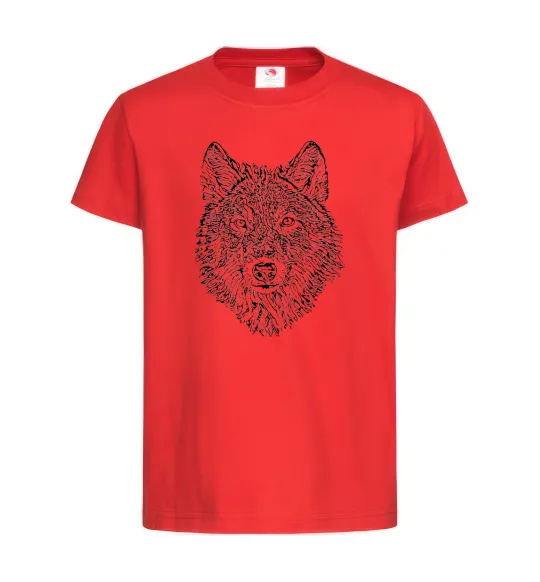 Детская футболка Wolf face curves Красный фото