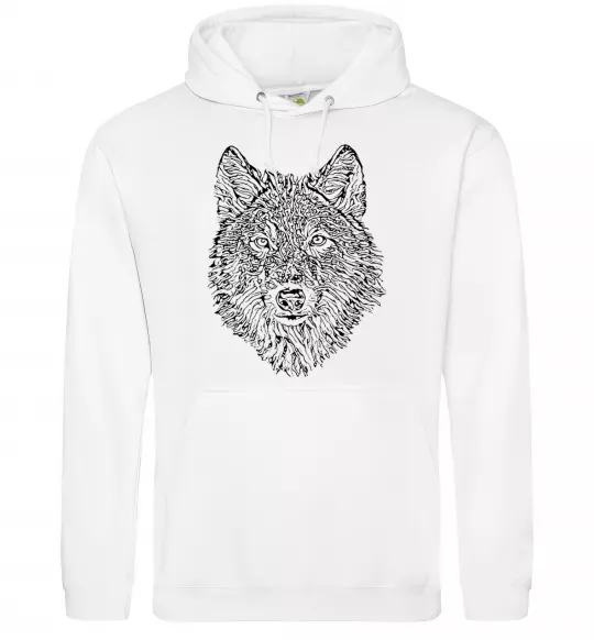 Чоловіча толстовка (худі) Wolf face curves Білий фото