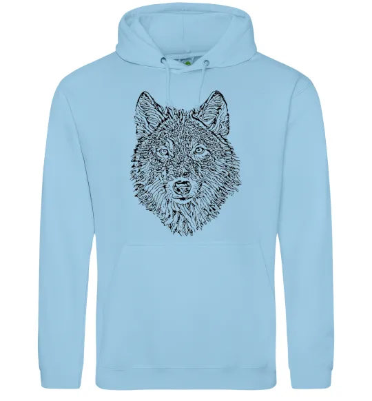 Чоловіча толстовка (худі) Wolf face curves Блакитний фото