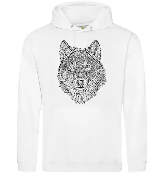 Женская толстовка (худи) Wolf face curves Белый фото