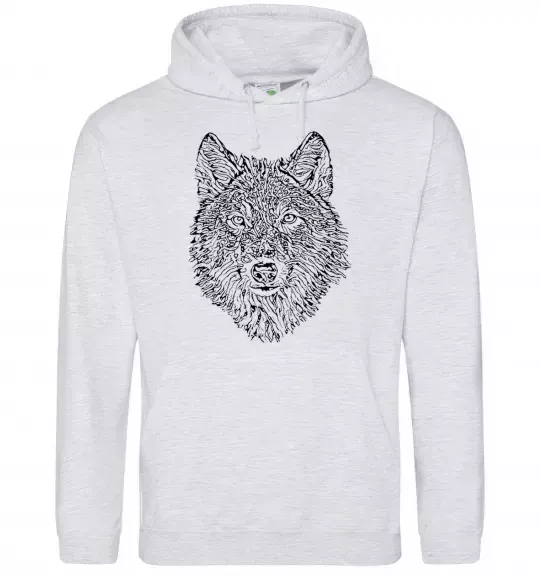Женская толстовка (худи) Wolf face curves Серый меланж фото