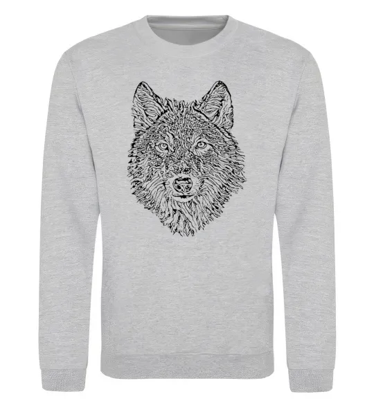 Свитшот Wolf face curves Серый меланж фото