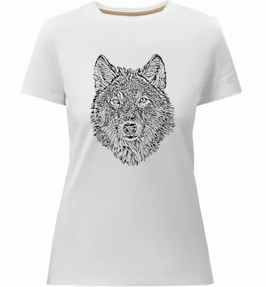 Женская премиум футболка Wolf face curves Белый фото