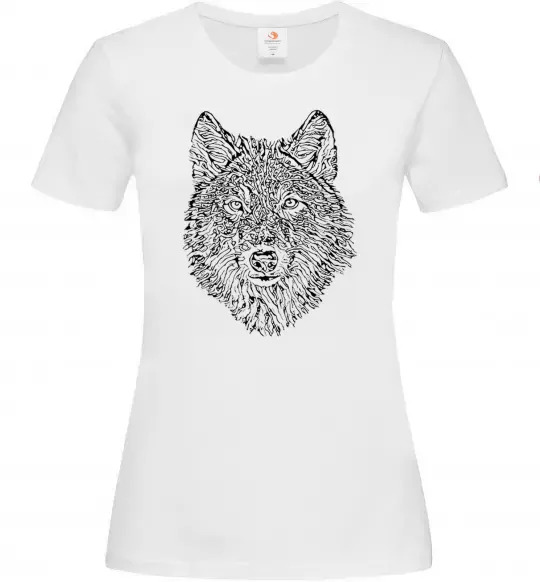 Женская футболка Wolf face curves Белый фото