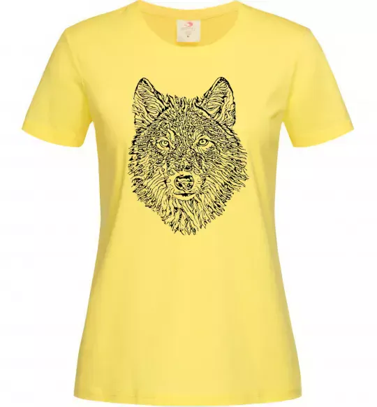 Женская футболка Wolf face curves Лимонный фото