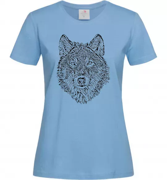Женская футболка Wolf face curves Голубой фото
