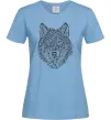Женская футболка Wolf face curves Голубой фото