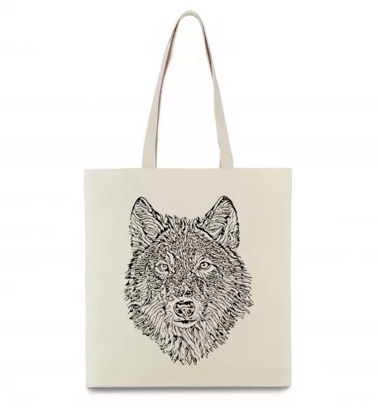 Эко-сумка Wolf face curves Бежевый фото