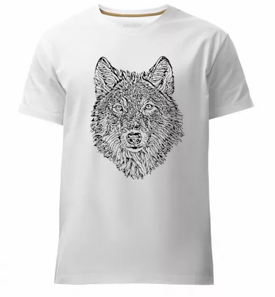 Мужская премиум футболка Wolf face curves Белый фото