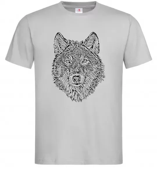 Чоловіча футболка Wolf face curves Сірий фото