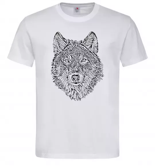 Чоловіча футболка Wolf face curves Білий фото