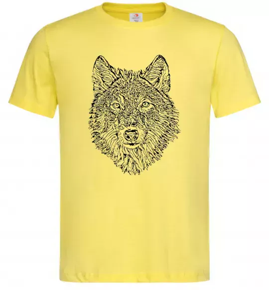 Чоловіча футболка Wolf face curves Лимонний фото