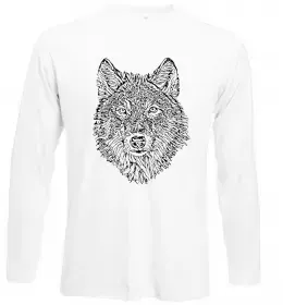 Лонгслив Wolf face curves Белый фото