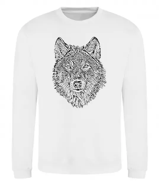 Світшот Wolf face curves Білий фото