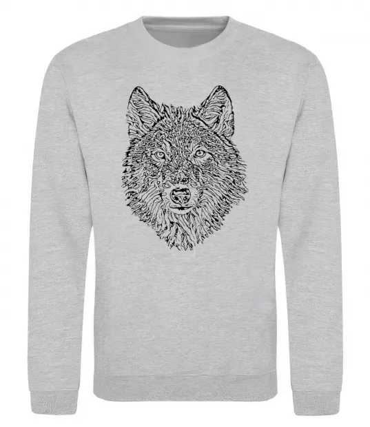 Світшот Wolf face curves Сірий меланж фото