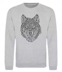 Світшот Wolf face curves Сірий меланж фото
